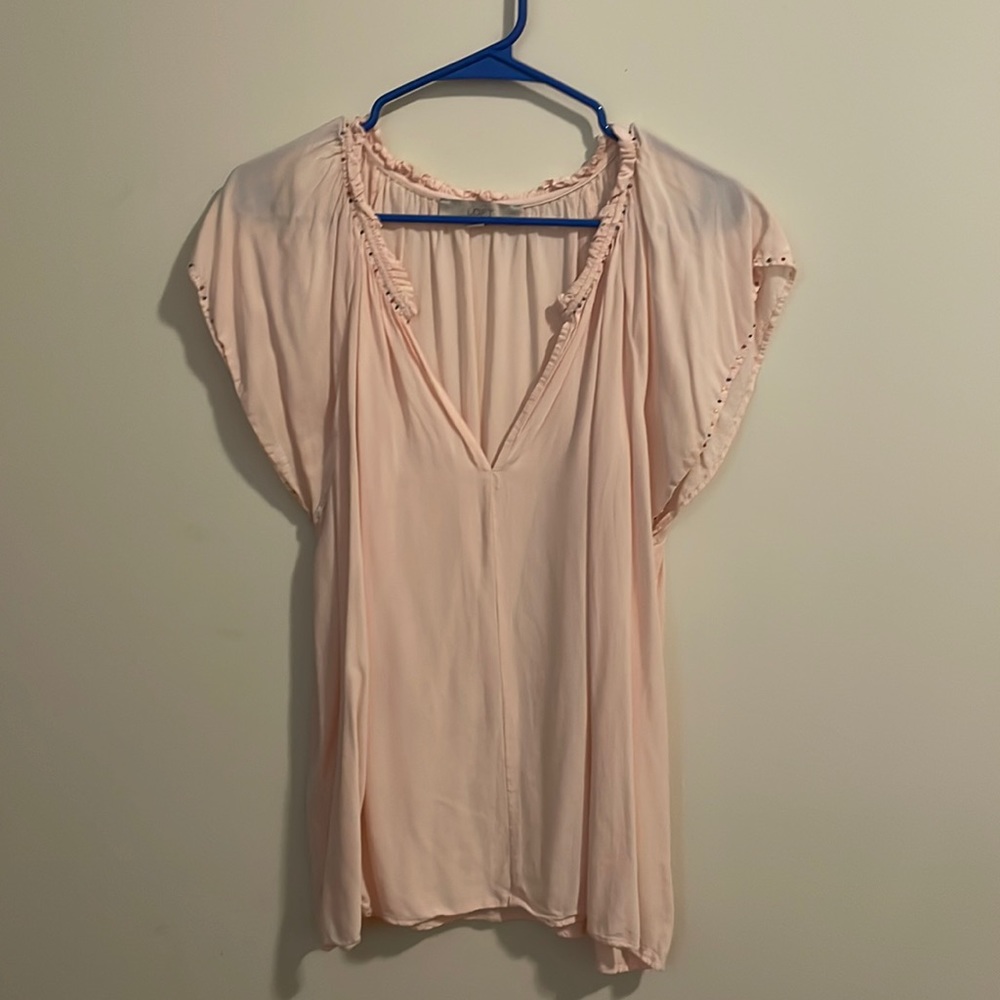 Loft flutter sleeve blouse with bead detailing, size large